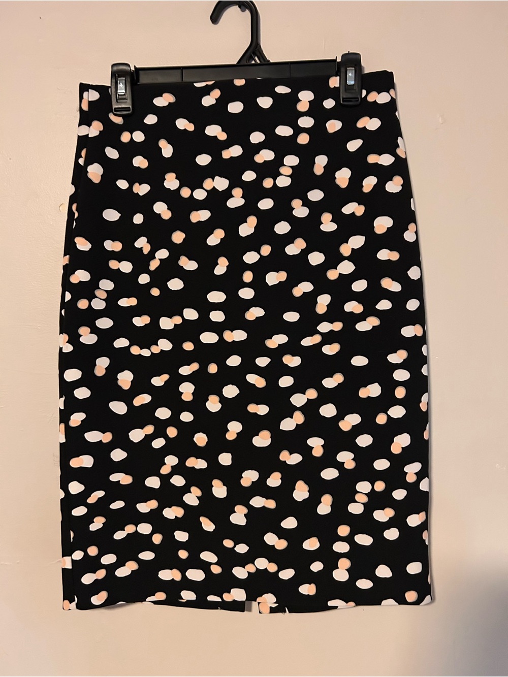 Philosophy Black Pencil Skirt with Pink and White Dot Print